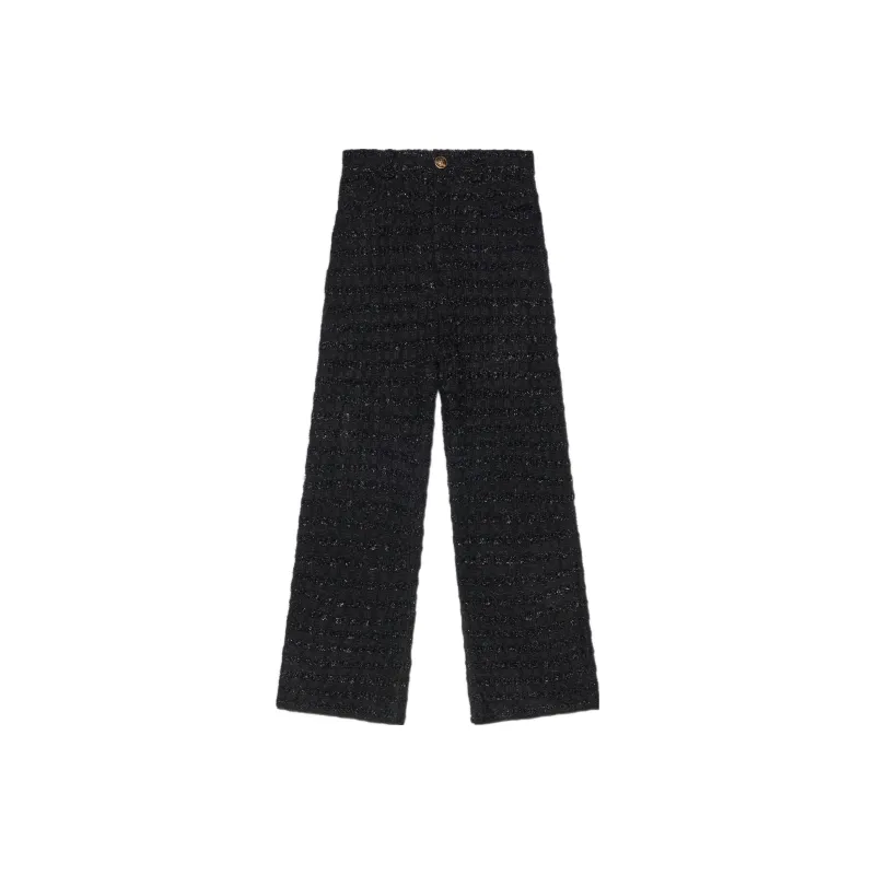 Balenciaga Lamé Effect Tweed Trousers 'Black'-0