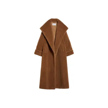 MaxMara Apogeo Collection Oversized Teddy Wrap Coat Coats Women's Brown
