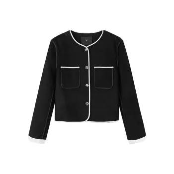 Yu Qianwen Cropped Coats Women's Black