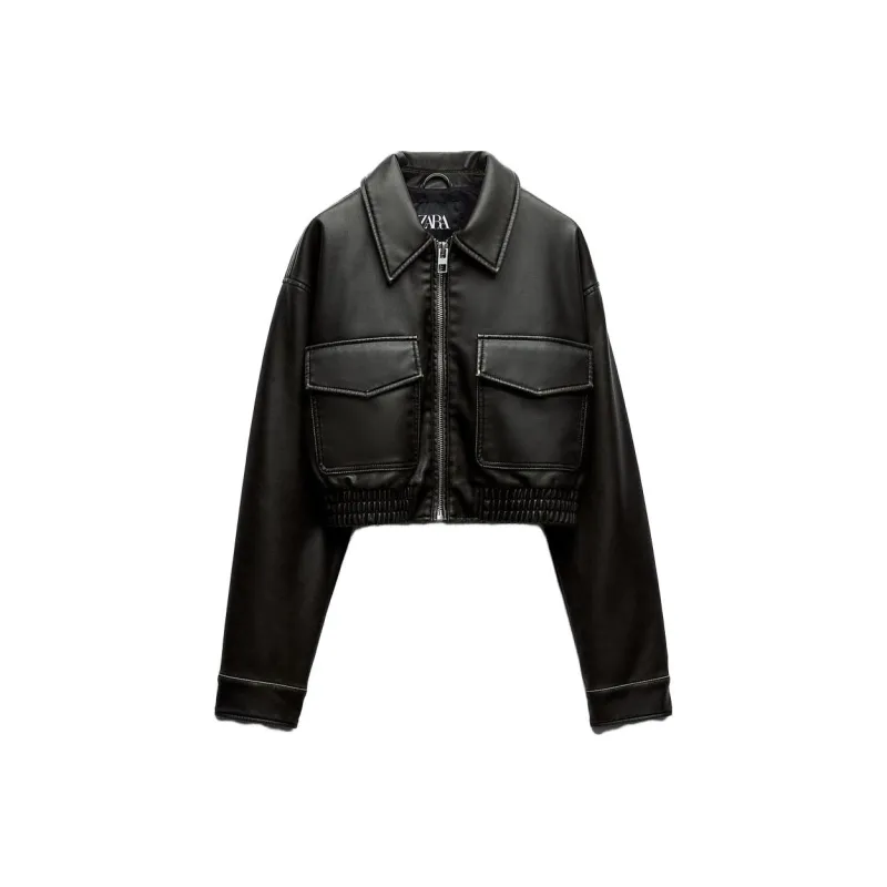 ZARA Cropped Coats Women's Dark Gray-0
