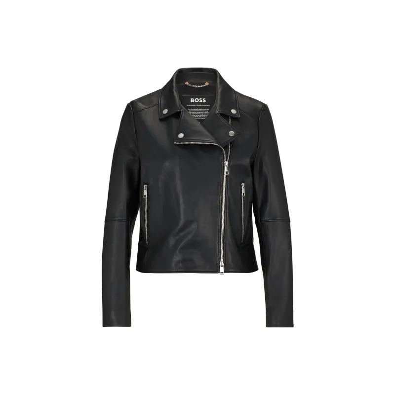 HUGO BOSS Zipped Leather Jacket-0