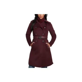 GUESS FW23 Patrice Wool-Blend Belted Coat Coats Women's Red
