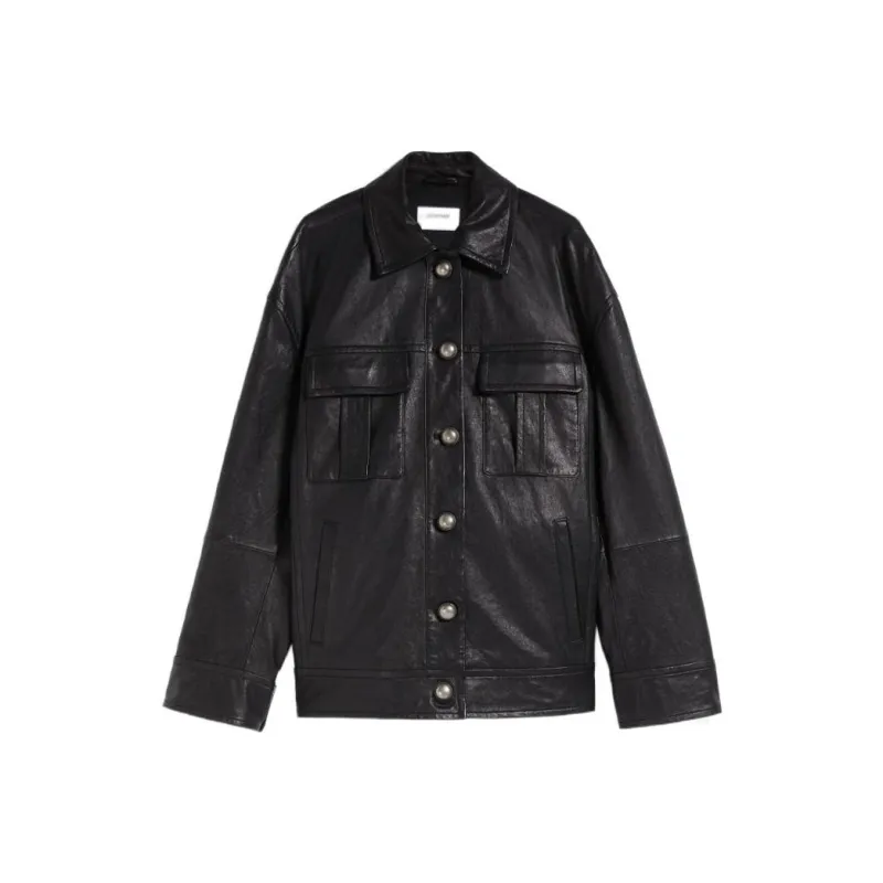 SportMax Leather Jackets Women's Black-0