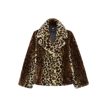 GUESS Denise Leopard Coat Coats Women's Brown