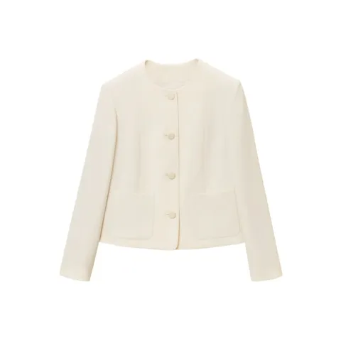OVV Cropped Coats Women's Light Yellow Solid Color 04-0