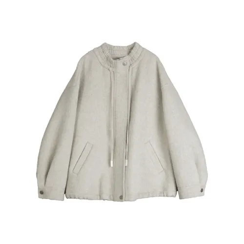 ELLE Woolen Coat Women's Light Gray