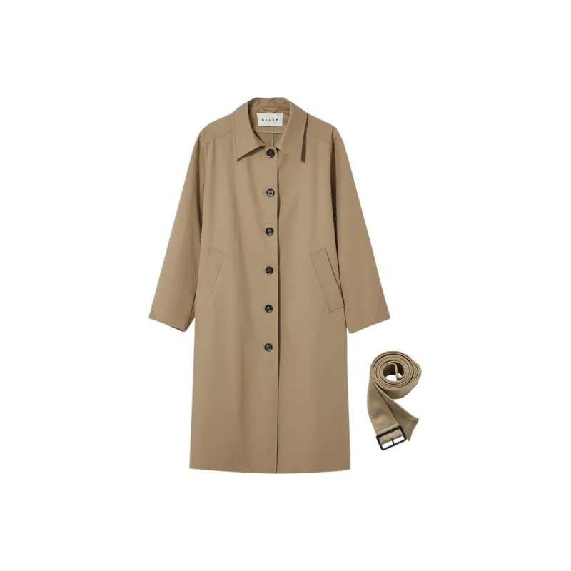 MSLAN Trench Coat Women's Khaki Green-0