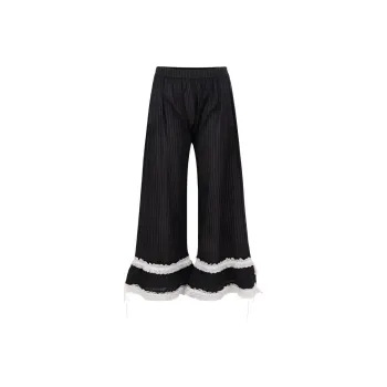 Selkie Collection FW24 Casual Pants Women's Dark Blue Dotted Line Print
