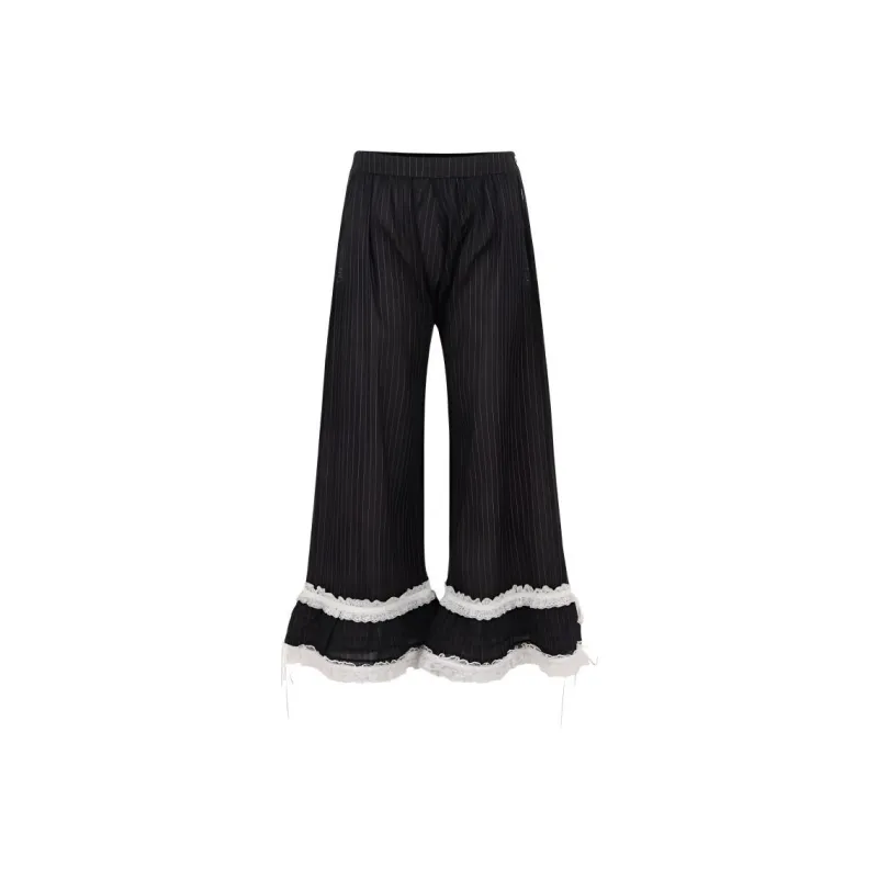 Selkie Collection FW24 Casual Pants Women's Dark Blue Dotted Line Print-0