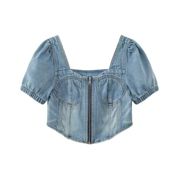 CHUU Cropped Coats Women's Denim Blue