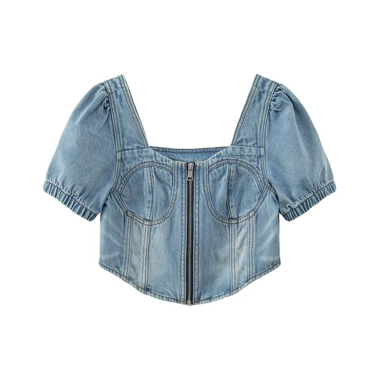 CHUU Cropped Coats Women's Denim Blue-0