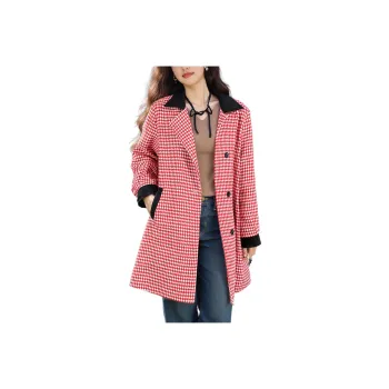 Wbwq Coats Women's Red Houndstooth
