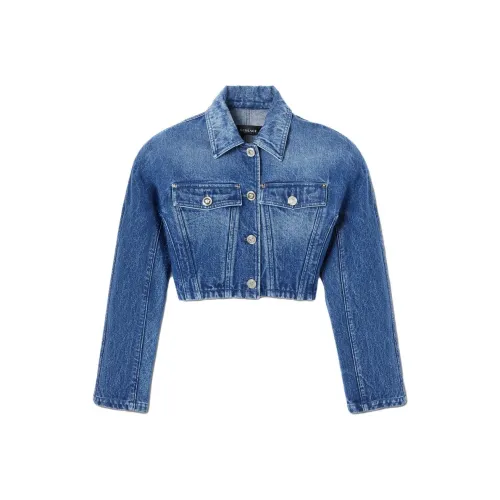 VERSACE Rounded Crop Denim Jacket Army 'Medium Blue'
