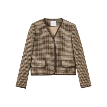SHUIYUNJIAN Coats Women's Coffee Plaid