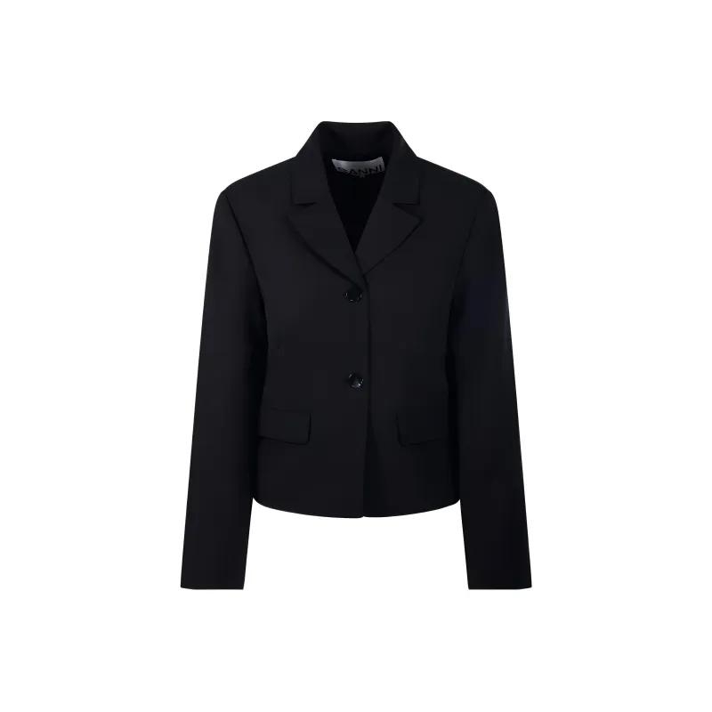 GANNI Single Breasted Cropped Blazer-0