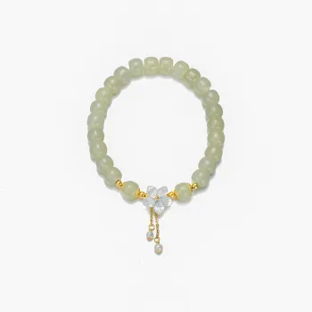 WUMZK Bracelets Pale Greenish White Jade Women's