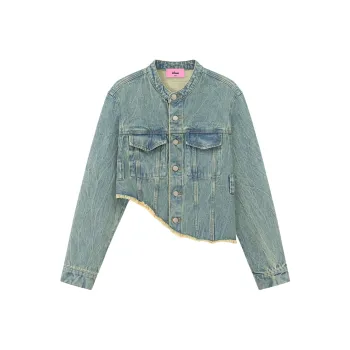 CHUU Cropped Coats Women's Denim Blue