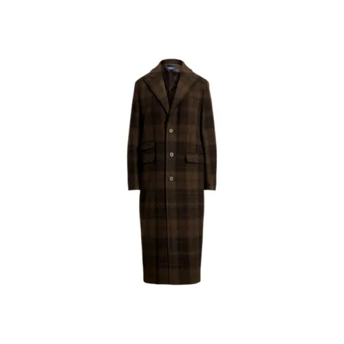 Polo Ralph Lauren Plaid Wool Coat Coats Women's Brown