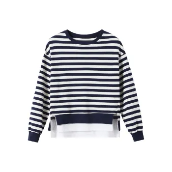 Huagaa Sweatshirts Women's Navy Blue Stripes