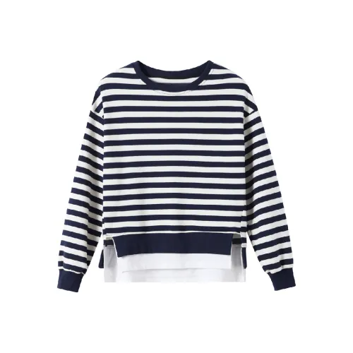 Huagaa Sweatshirts Women's Navy Blue Stripes