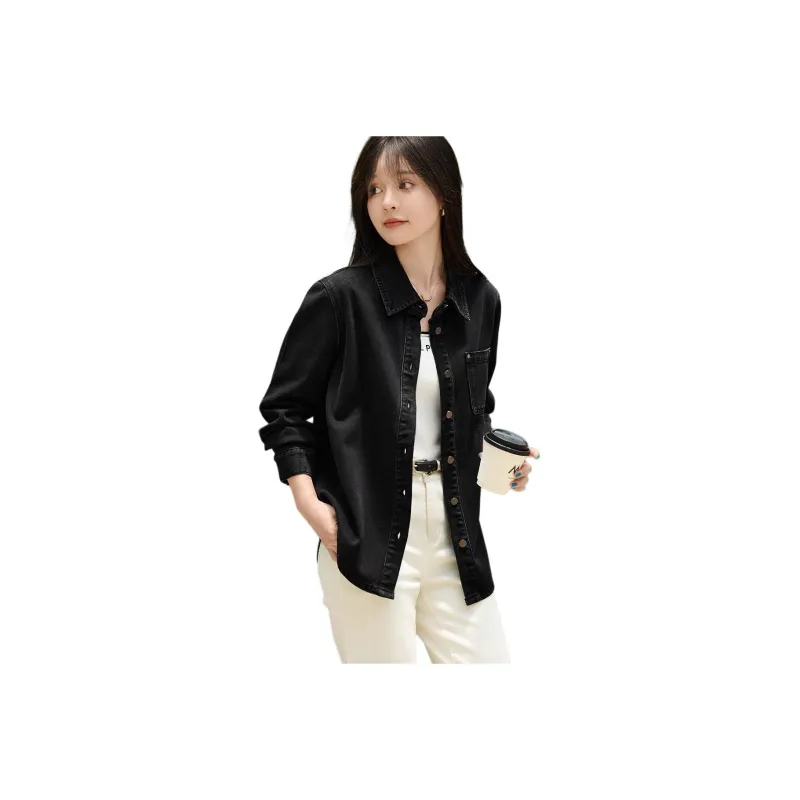 Mo Han Yi Mei Denim Jacket Women's Black-0