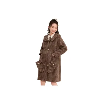 ZIHAN Coat Women's Coffee Plaid