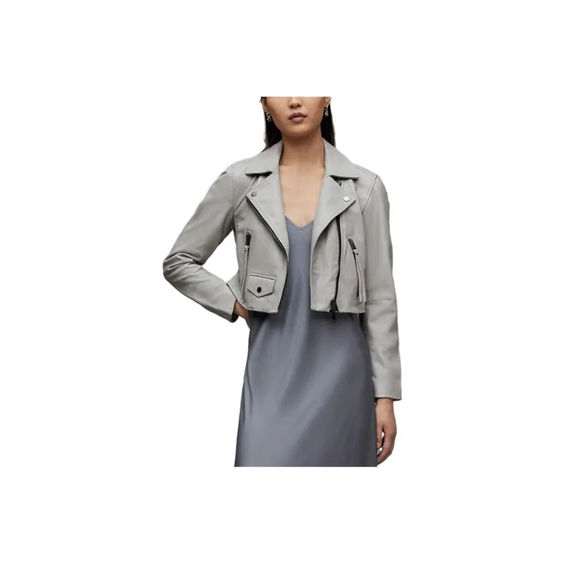 ALLSAINTS Leather Jackets Women's Light Gray-0