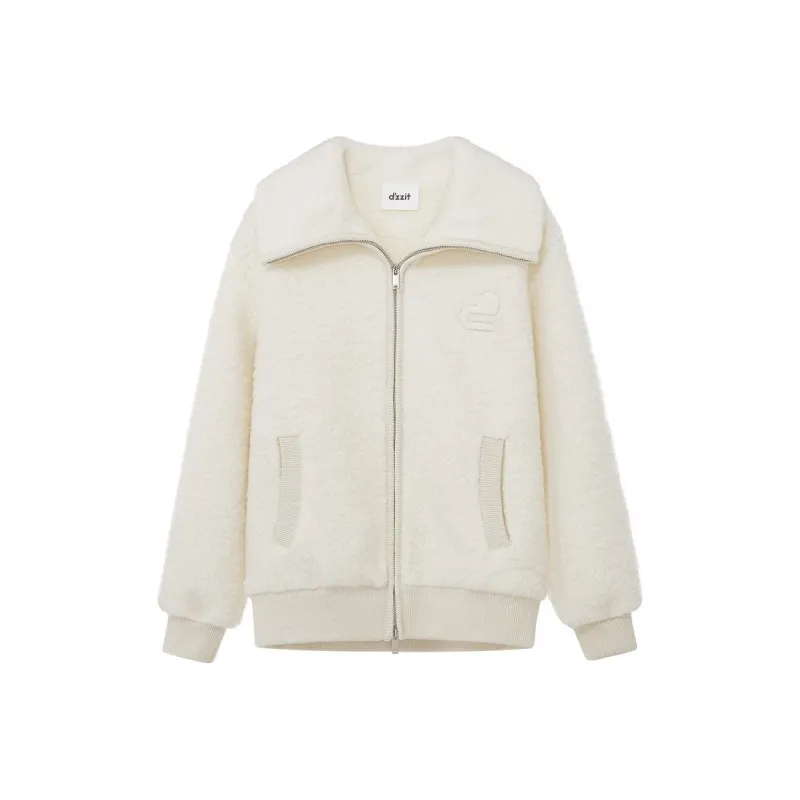 D'zzit Velvet feel Coat Women's Ecru-0