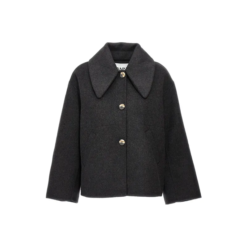 GANNI Velvet Jackets Women's Gray-0