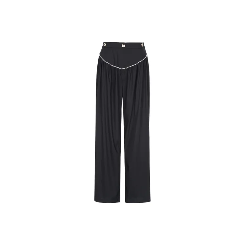 XANDRA Straight Thickened Casual Pants Women's Black-0