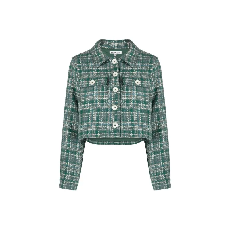 Reformation Cropped Coats Women's Emerald Green-0