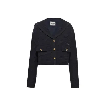 MIU MIU SS23 Cropped Coat Women's Navy Blue