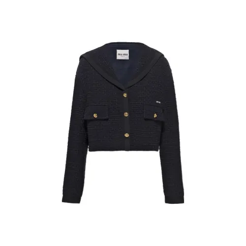 MIU Discover miu SS23 Cropped Coat Women's Navy Blue