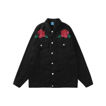 KUNZHUDAXIANG Denim Jacket Unisex Secret Night Black