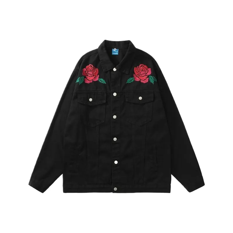 KUNZHUDAXIANG Denim Jacket Unisex Secret Night Black-0