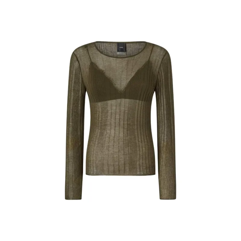 PINKO Semi Sheer Ribbed Jumper-0