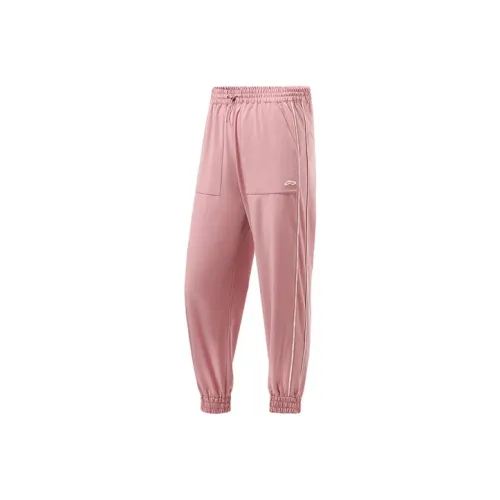LiNing Training Collection Fitness Collection Knitted Sports Pants Women's Pink