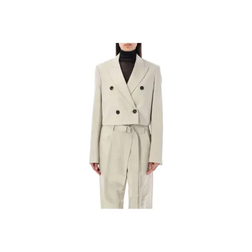 Helmut Lang Cropped Coats Women's Linen Beige