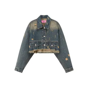 CHUU Cropped Coats Women's Denim Blue