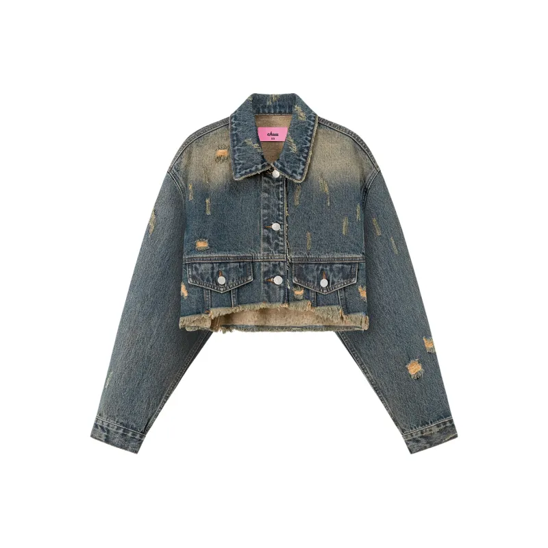 CHUU Cropped Coats Women's Denim Blue-0
