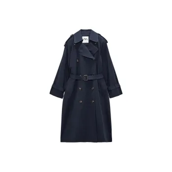 ZARA Trench Coats Women's Blue
