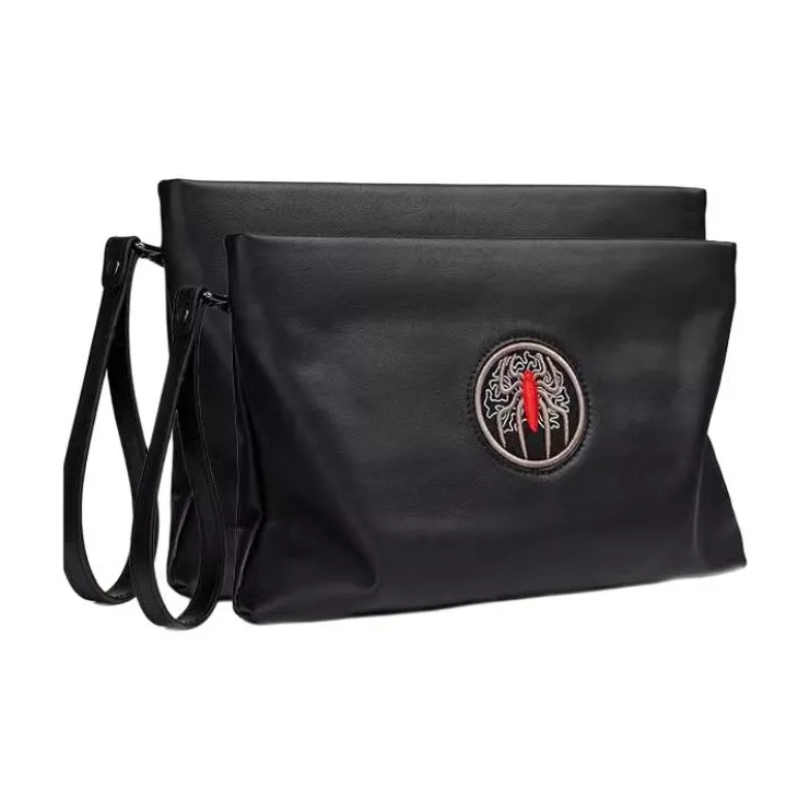 VIHUS Cow Leather Clutch Large Size Men's Black-3