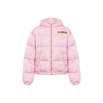 MOSCHINO FW21 Letter Hooded Loose Fit Puffer Jacket Women's Pink