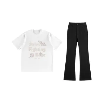 BAGE Casual Sportswear Unisex White Black Jeans