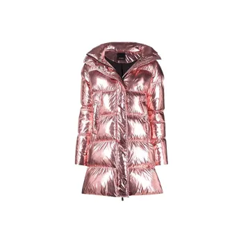 PINKO Shiny Hooded Mid-Length Puffer Jacket Women's Pink