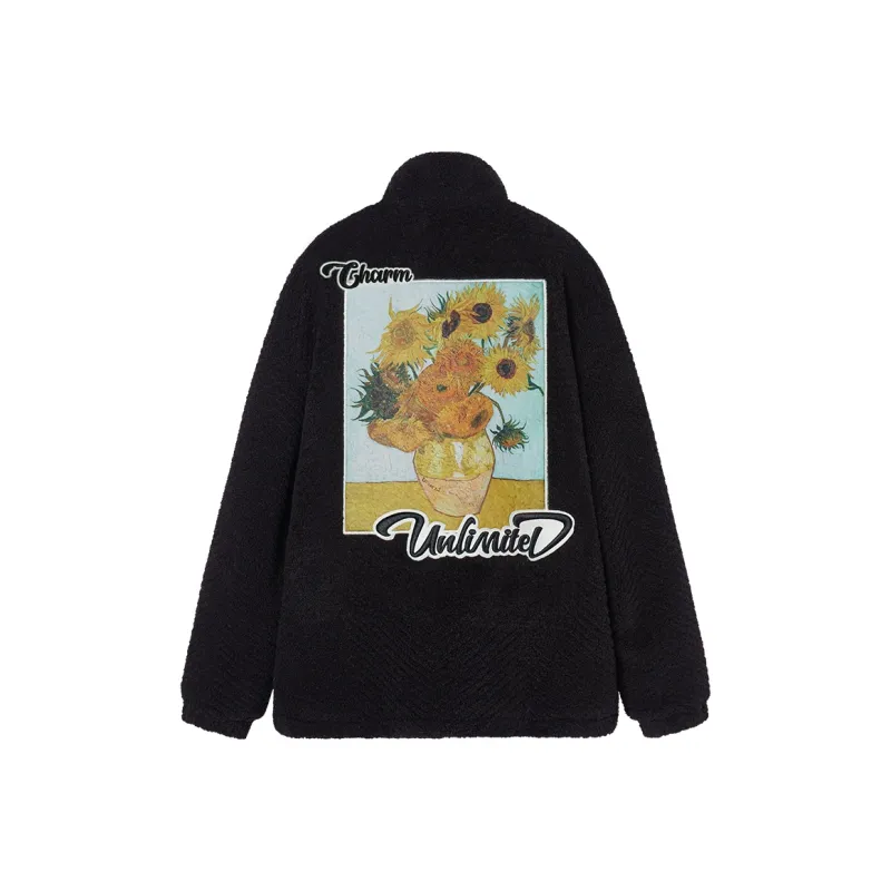 I'M ONE Plant And Floral Stand Collar Loose Fit Thickened Puffer Jacket Unisex-2