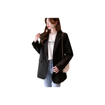 JEANSWEST Business Commute Premium Cardigan Satin Solid Color Versatile Long Sleeved One Button Spring Fall Women's