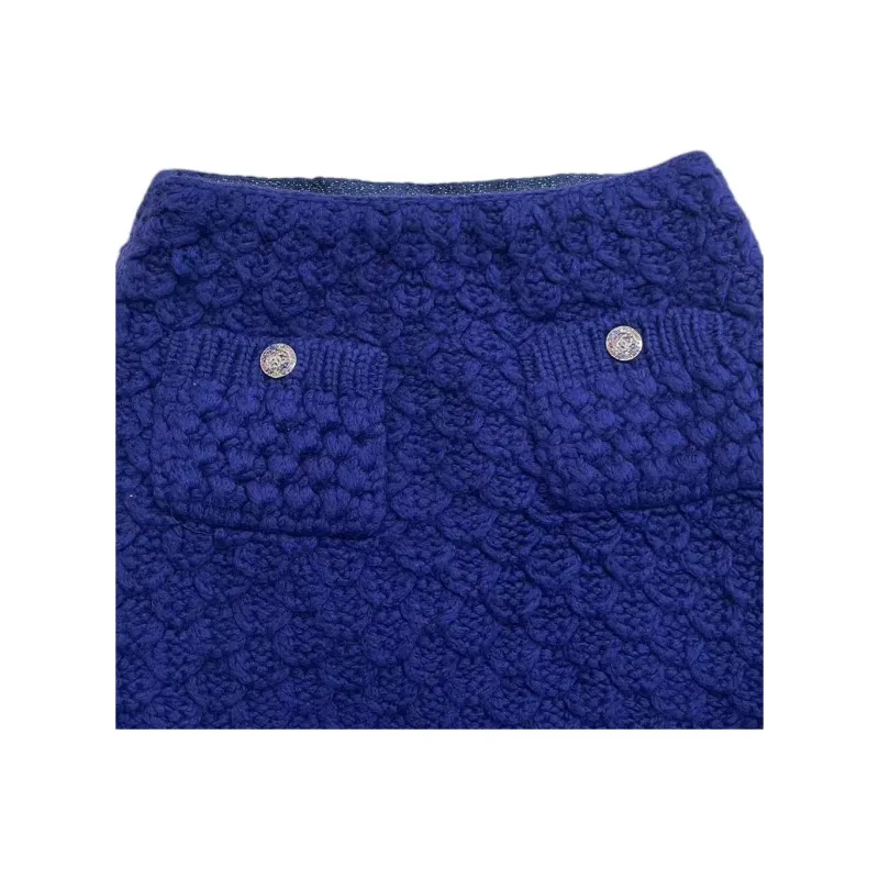 CHANEL 22A Premium Handmade Collection Casual Short Skirts Women's Blue-2