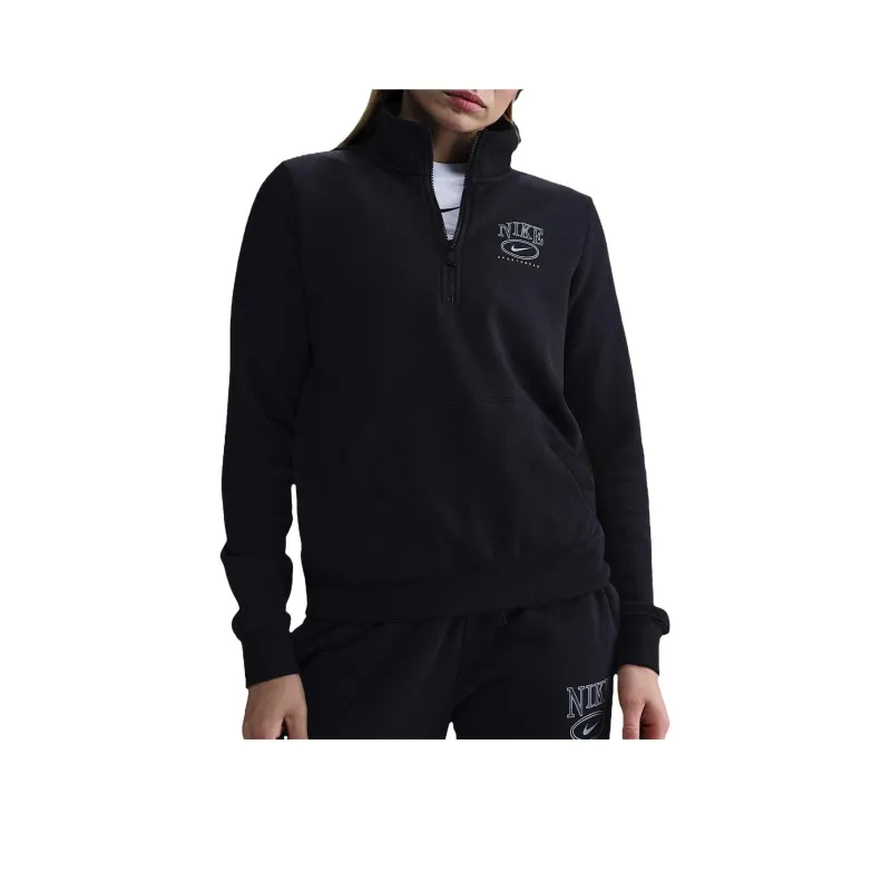 Nike Sportswear Club Fleece Women's Mock Neck 1/2 Zip Graphic Top-0