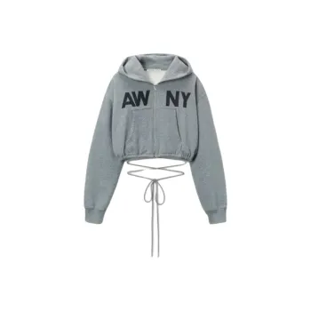 Alexander Wang Graphic Deconstructed Wrap Hoodie Grey